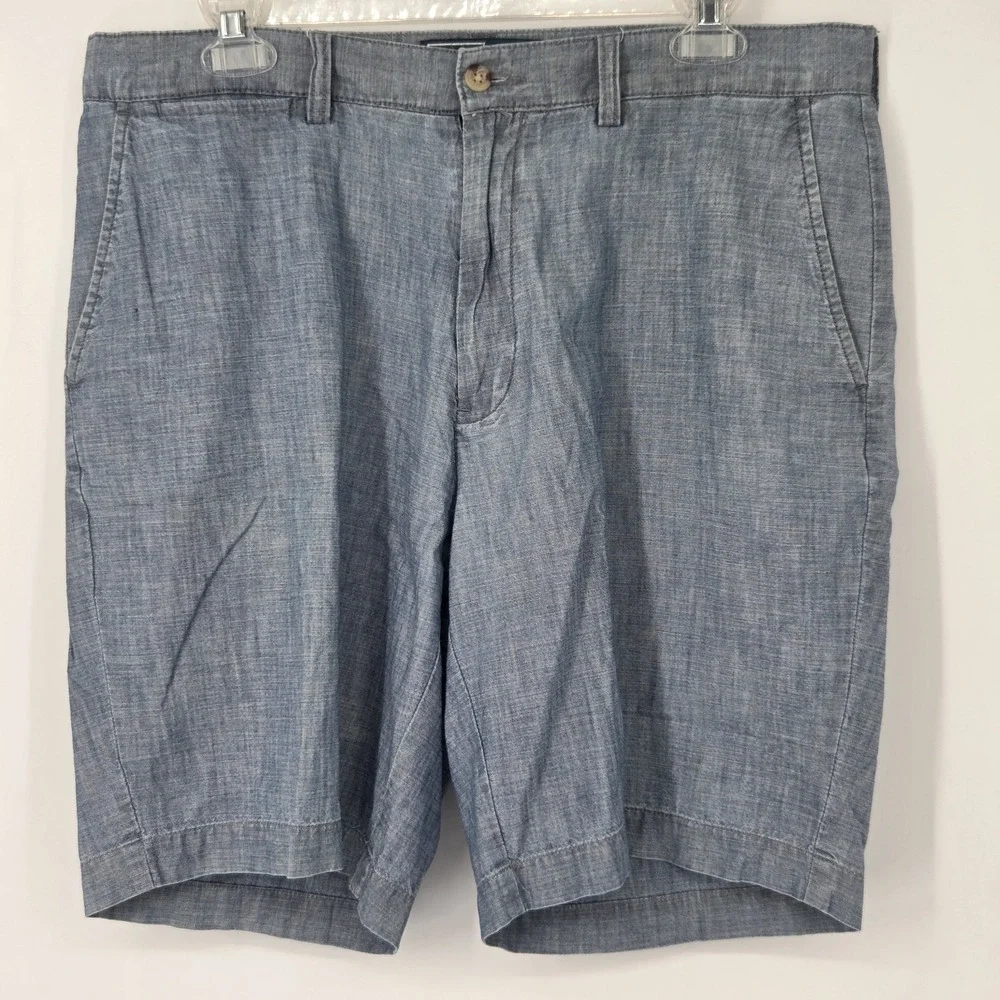 VINTAGE Polo Ralph Lauren Prospect Shorts Mens 34* Blue Chambray Chino Cotton 9